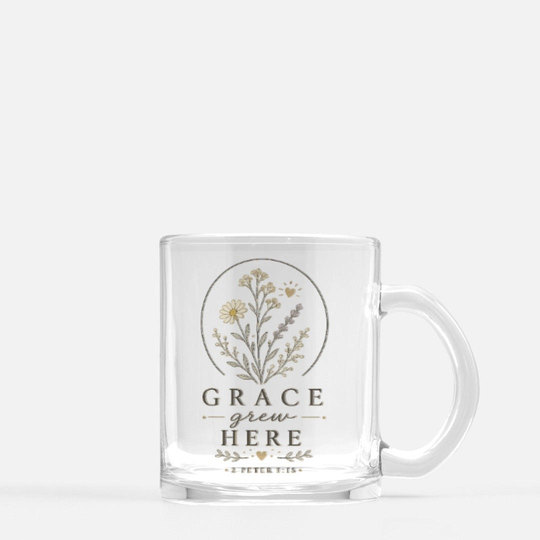 Grace Grew Here Glass Mug