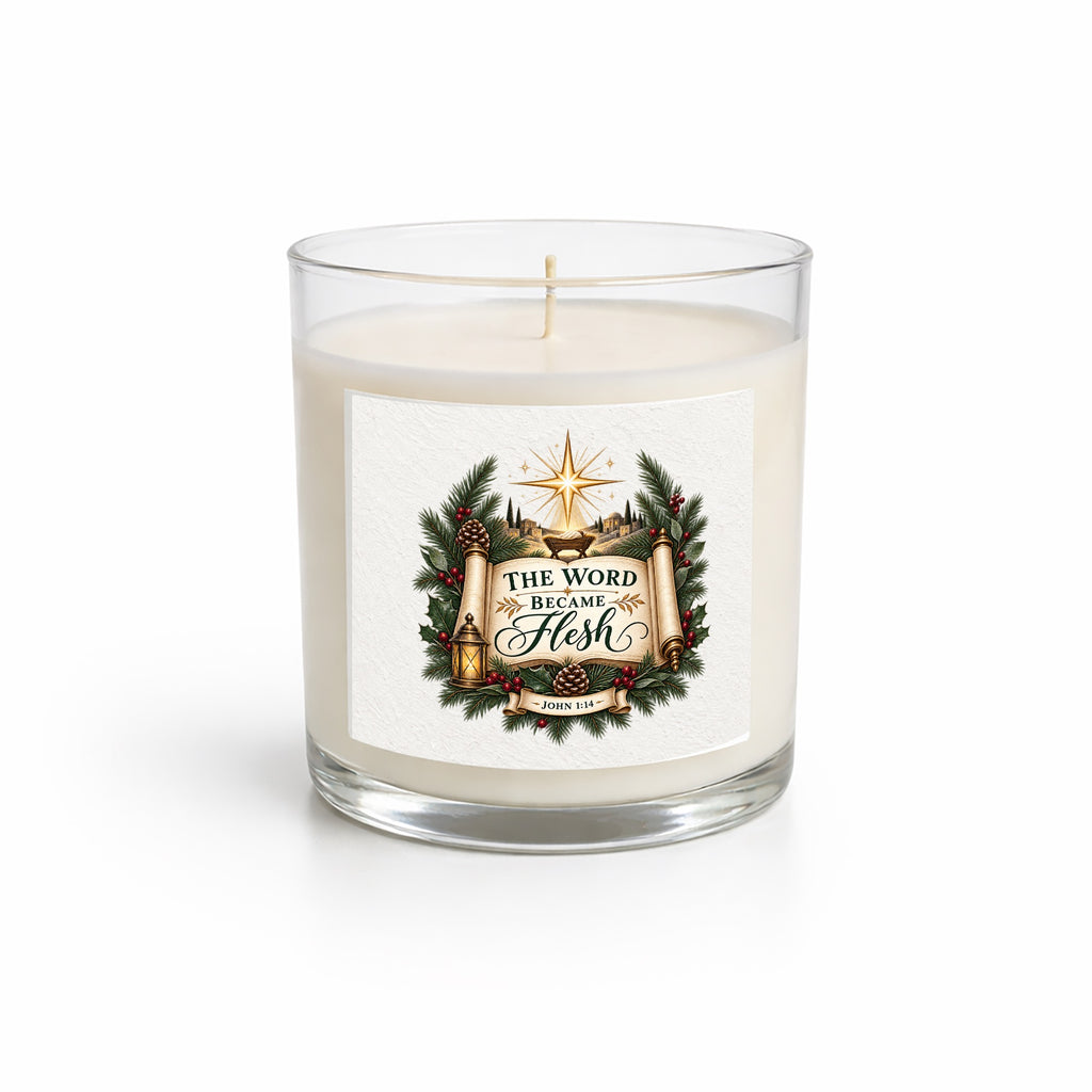 The Word Became Flesh Clear Glass Candle 12.5oz