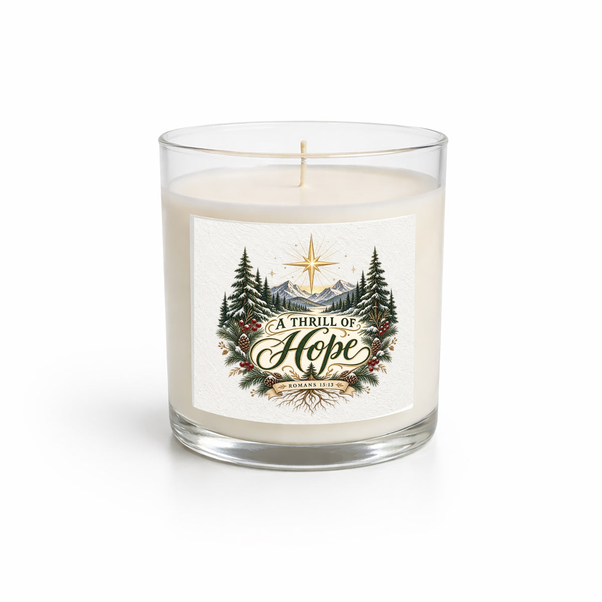 A Thrill Of Hope Clear Glass Candle 12.5oz