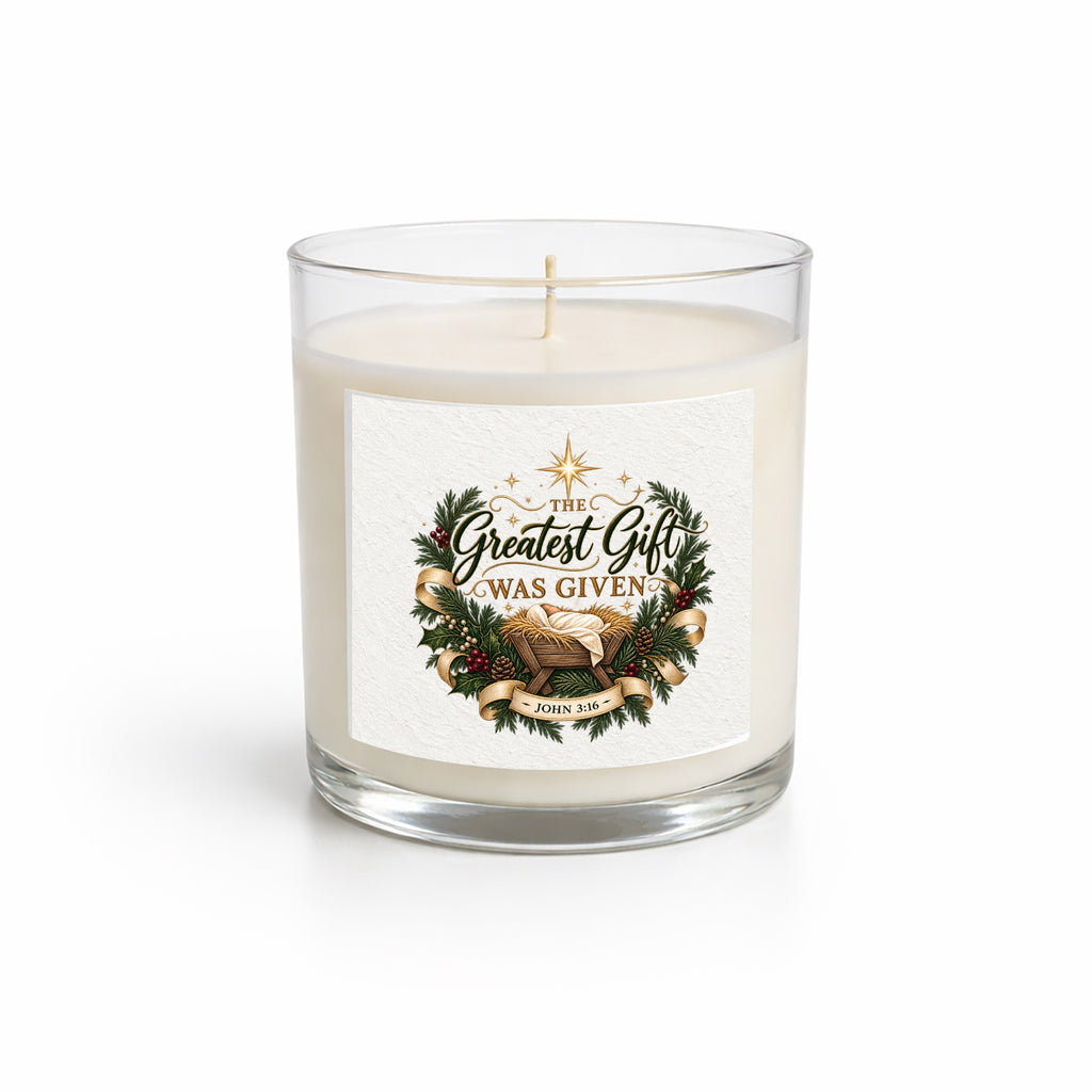 The Greatest Gift Was Given Clear Glass Candle 12.5oz