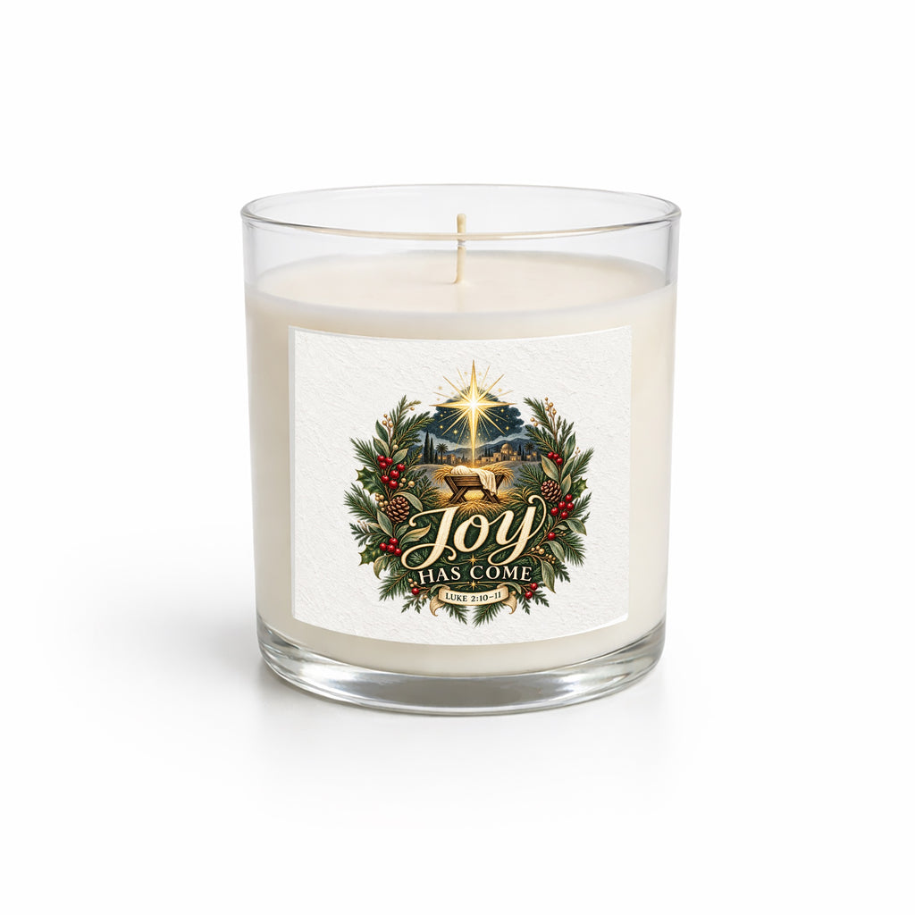 Joy Has Come Clear Glass Candle 12.5oz