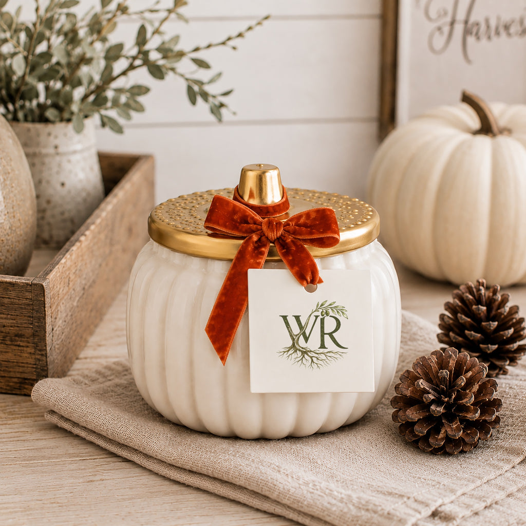 Ivory Harvest Ceramic Pumpkin Candle