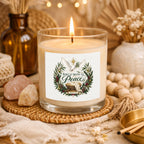 Born To Bring Us Peace  Clear Glass Candle 12.5oz