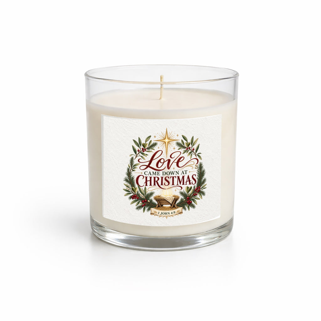 Love Came Down To Christmas Clear Glass Candle 12.5oz