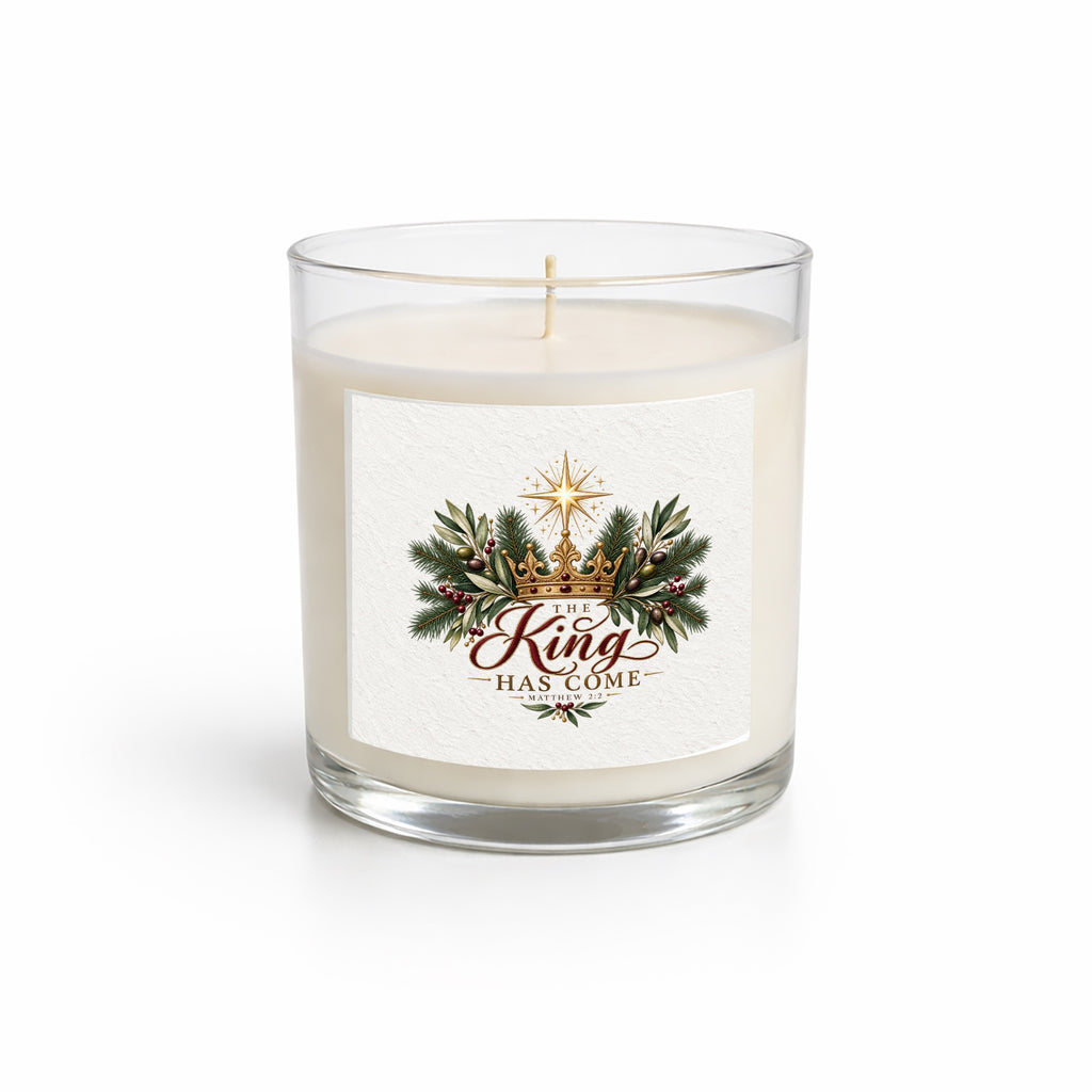 The King Has Come Clear Glass Candle 12.5oz