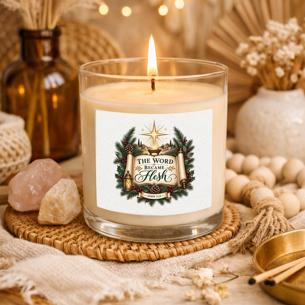The Word Became Flesh Clear Glass Candle 12.5oz
