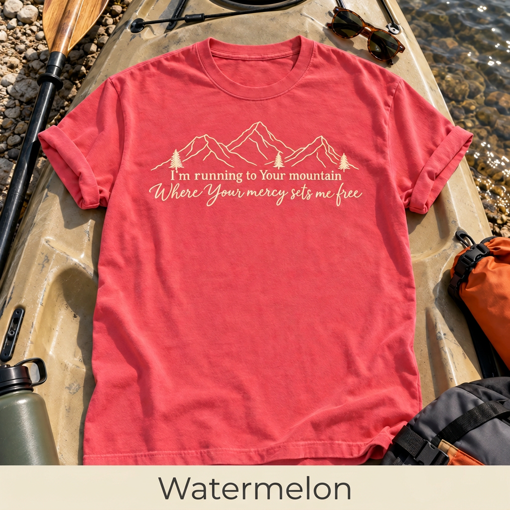 Mercy Sets Me Free T-shirt in Watermelon, labeled Watermelon