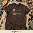 Whispers T-Shirt mockup labeled Espresso
